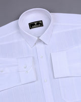 Belgium White Self Stripe Dobby Cotton Shirt