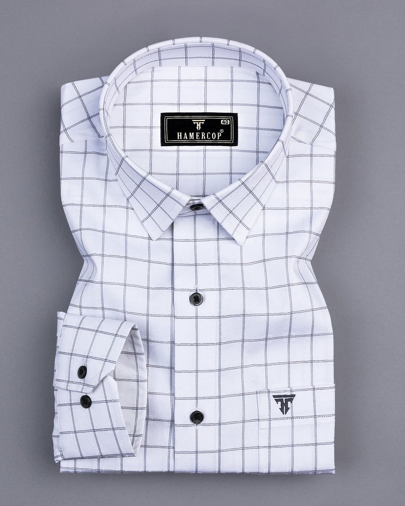 Exter Gray With White Check Dobby Cotton Shirt