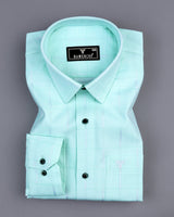 Texel Pista Green Jacquard Check Premium Giza Shirt