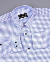 Acoma Blue Twill Check Premium Giza Cotton Shirt