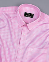 Volga Pink With White Twill Check Premium Giza Cotton Shirt