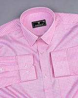 Volga Pink With White Twill Check Premium Giza Cotton Shirt