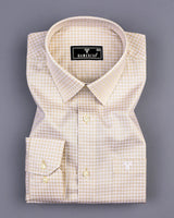 Volga Cream With White Twill Check Premium Giza Cotton Shirt