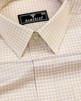 Volga Cream With White Twill Check Premium Giza Cotton Shirt