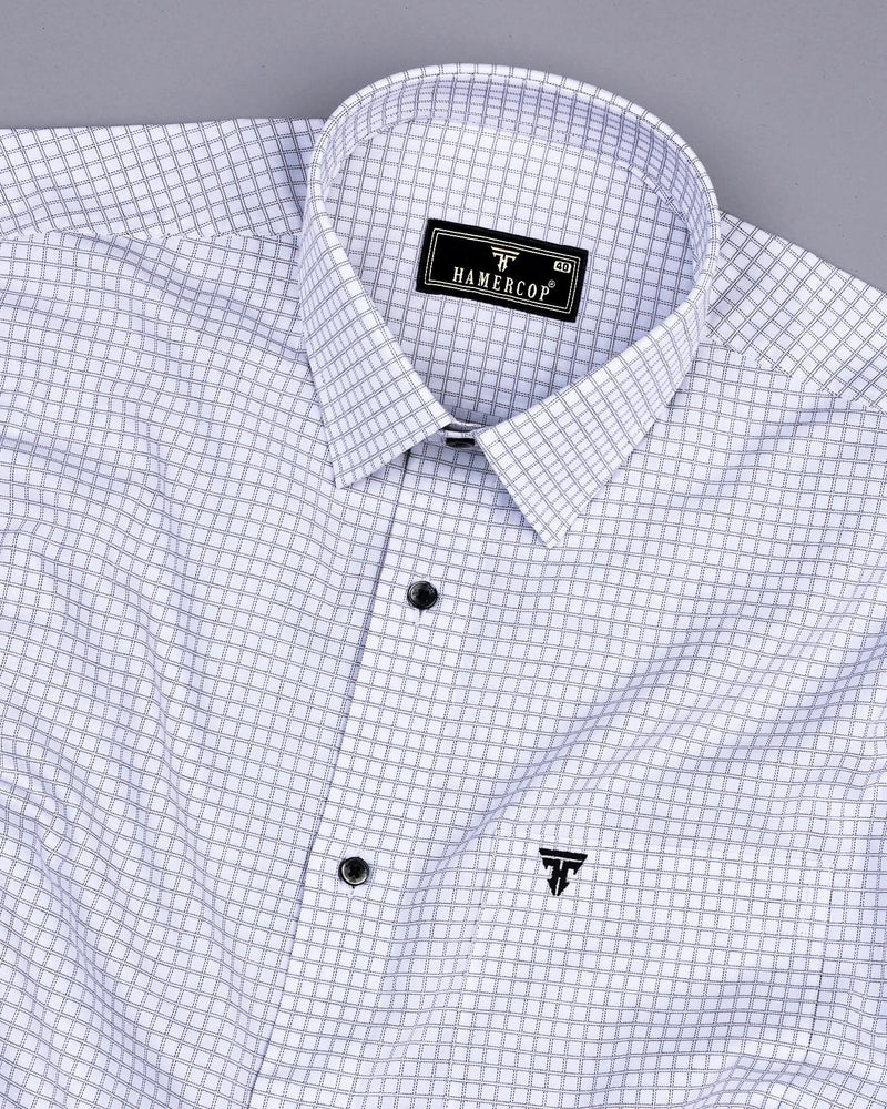 Naxos White Dobby Check Premium Giza Cotton Shirt