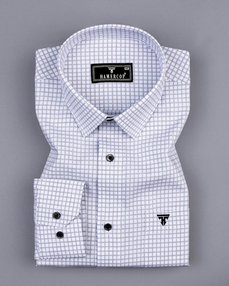 Naxos White Dobby Check Premium Giza Cotton Shirt