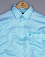 Divine Aqua Blue Dobby Texture Premium Giza Cotton Shirt