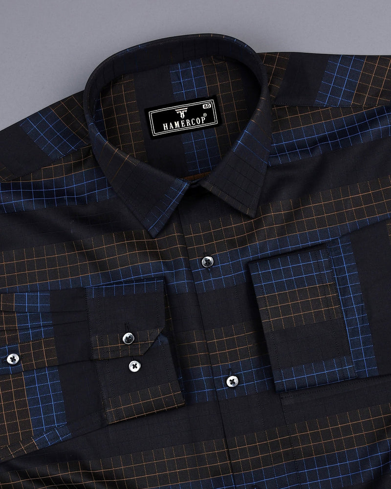 Bolton Blue And Mustard Check With Black Premium Giza Shirt