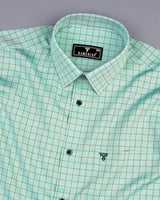 Mercey Green Jacquard Check Premium Giza Shirt