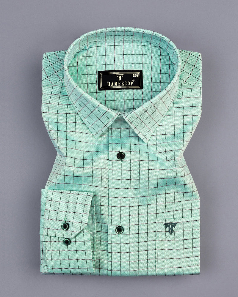 Mercey Green Jacquard Check Premium Giza Shirt