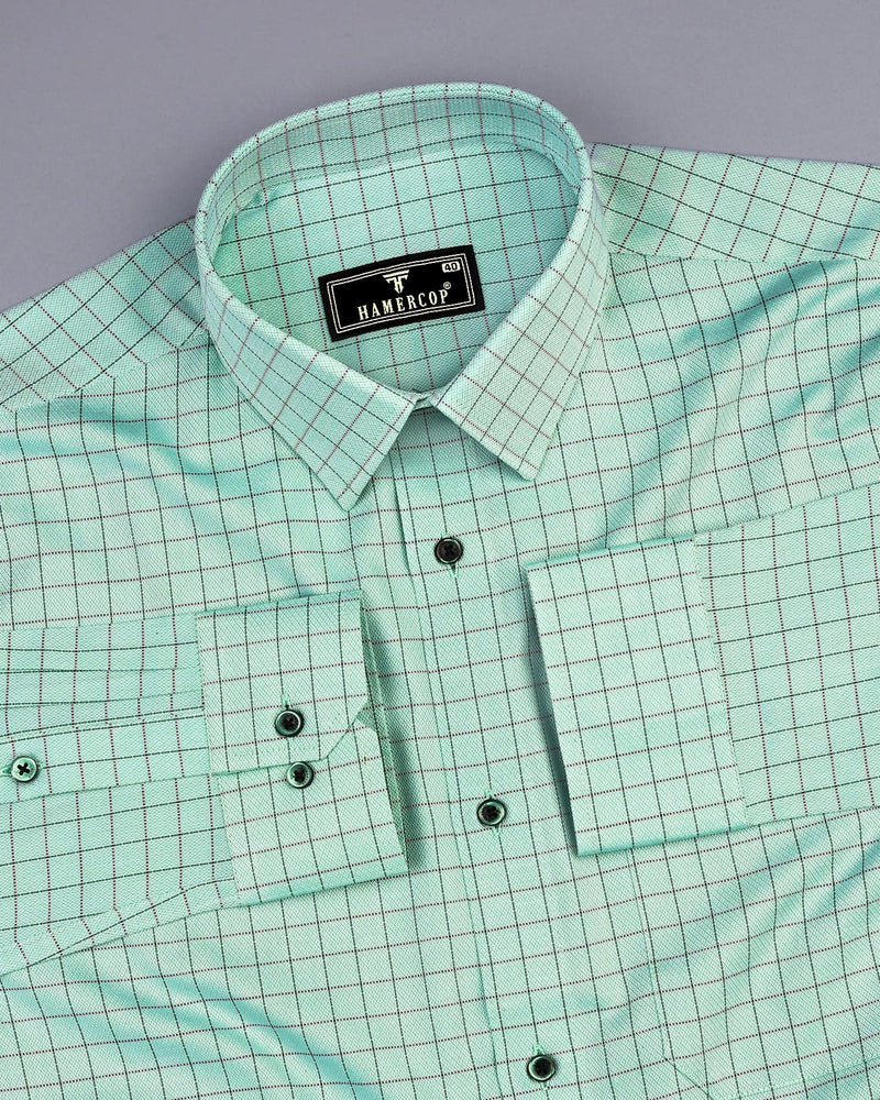 Mercey Green Jacquard Check Premium Giza Shirt