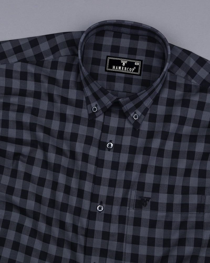 Admont Black With Gray Twill Check Premium Cotton Shirt