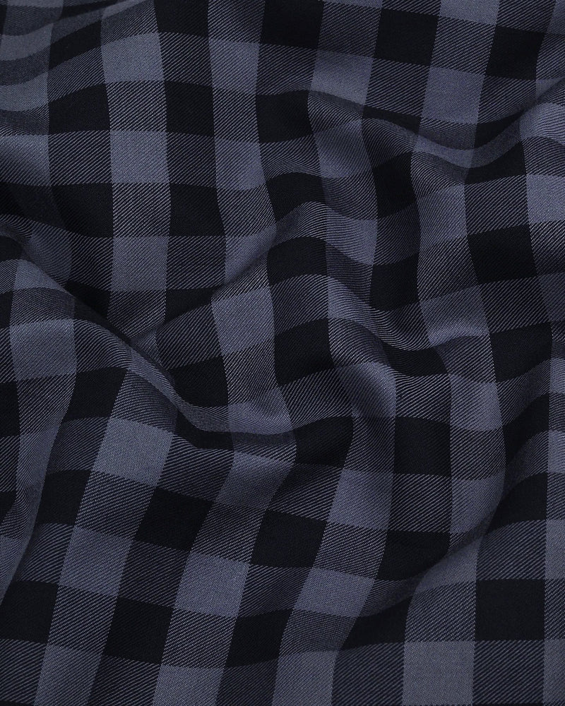 Admont Black With Gray Twill Check Premium Cotton Shirt