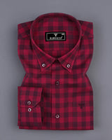 Admont Red With Maroon Twill Check Premium Cotton Shirt