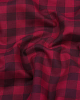 Admont Red With Maroon Twill Check Premium Cotton Shirt