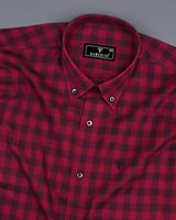 Admont Red With Maroon Twill Check Premium Cotton Shirt