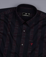 Bravo Black With Red Stripe Formal Cotton Shirt