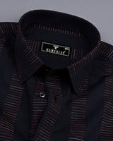 Bravo Black With Red Stripe Formal Cotton Shirt