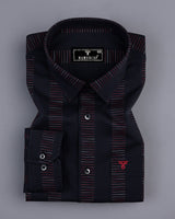 Bravo Black With Red Stripe Formal Cotton Shirt