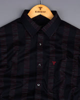 Bravo Black With Red Stripe Formal Cotton Shirt