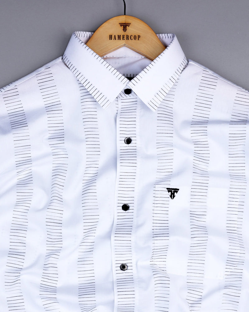 Bravo White With Black Stripe Formal Cotton Shirt