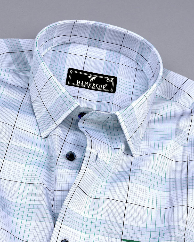 Boxtel Rama Green With Gray Check Premium Giza Shirt