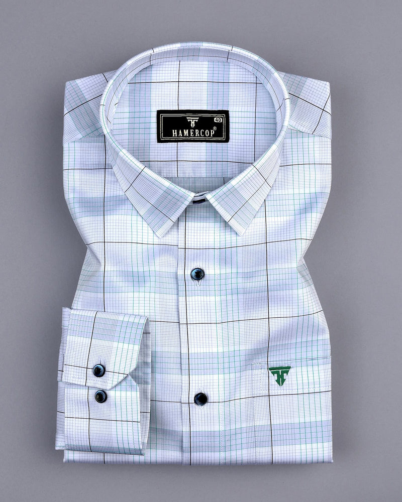 Boxtel Rama Green With Gray Check Premium Giza Shirt