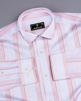 Buren Orange With White MultiStripe Premium Giza Shirt