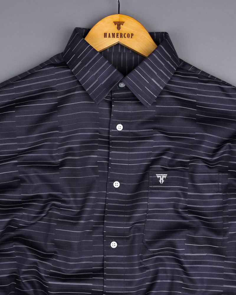 Marvel Gray With White Weft Stripe Cotton Shirt