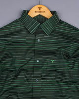 Marvel Green With White Weft Stripe Cotton Shirt