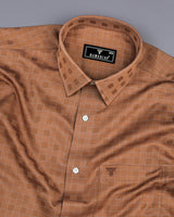 Tenex Brown With White Check Premium Giza Shirt