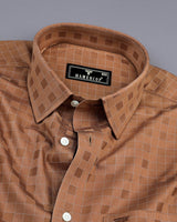 Tenex Brown With White Check Premium Giza Shirt