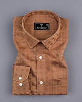 Tenex Brown With White Check Premium Giza Shirt