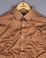 Tenex Brown With White Check Premium Giza Shirt