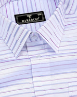 Marvel Purple With Gray Weft Stripe White Cotton Shirt