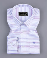 Marvel Purple With Gray Weft Stripe White Cotton Shirt