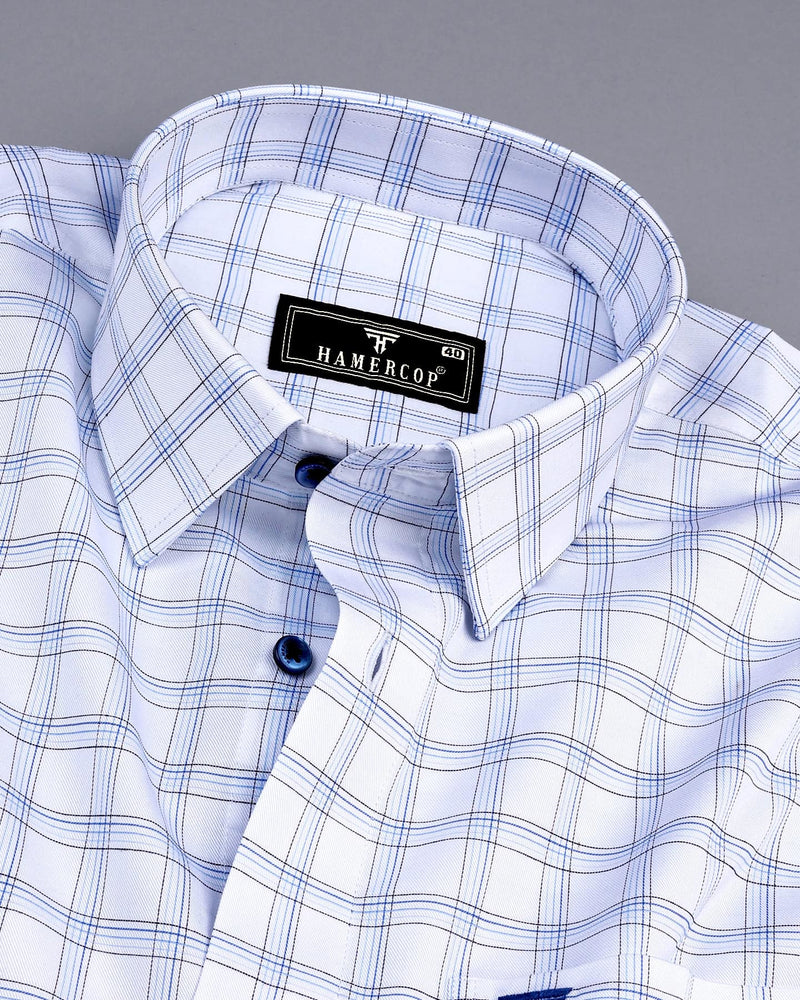 Bytom Blue With White Twill Check Premium Giza Shirt