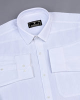 Mekong White Self Stripe Seersucker Dobby Cotton Shirt