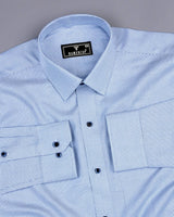 Aerino Blue With White Dobby Textured Premium Giza Shirt