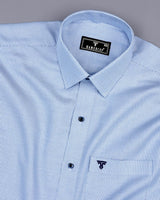 Aerino Blue With White Dobby Textured Premium Giza Shirt