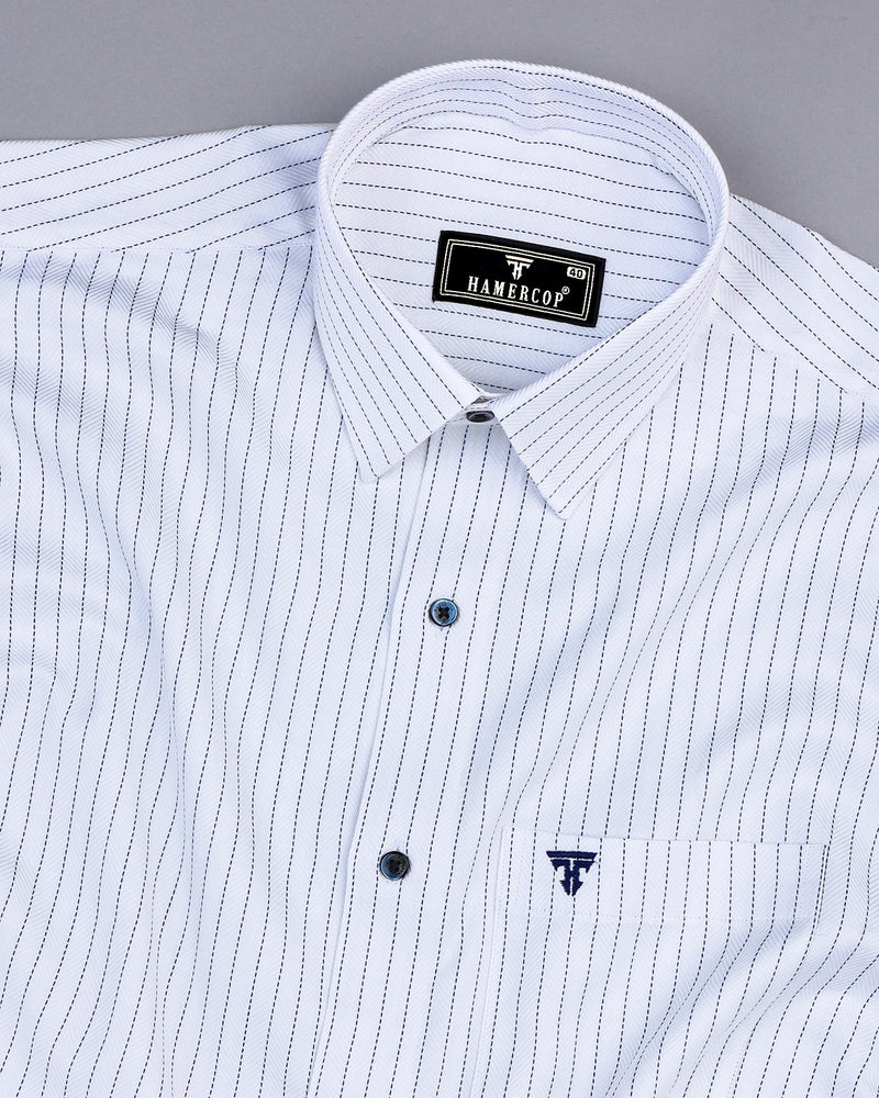 Itasca White With Blue Pin Stripe Premium Giza Shirt