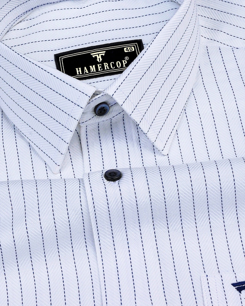 Itasca White With Blue Pin Stripe Premium Giza Shirt