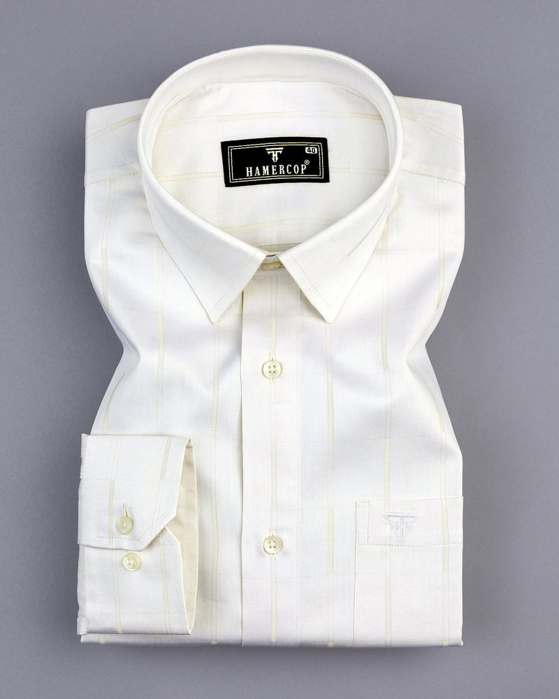 Texel Dusty White Jacquard Check Premium Giza Shirt