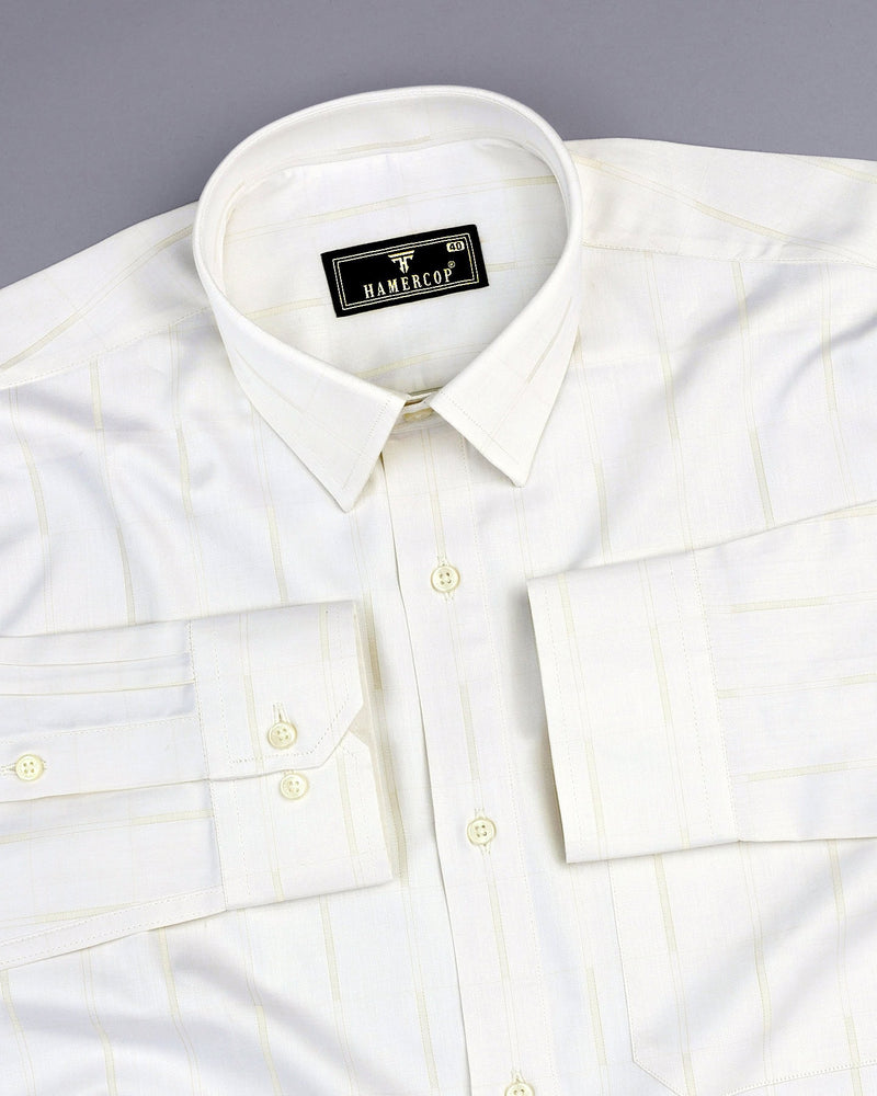 Texel Dusty White Jacquard Check Premium Giza Shirt