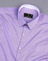 Wisteria Purple Zigzag Textured Dobby Cotton Designer Shirt