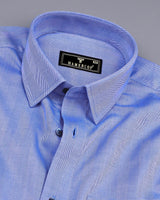 Vivid Blue Jacquard Self Stripe Dobby Cotton Shirt