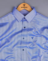 Vivid Blue Jacquard Self Stripe Dobby Cotton Shirt