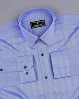 Vivid Blue Jacquard Self Stripe Dobby Cotton Shirt