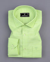 Guava Green Solid Linen Cotton Formal Shirt