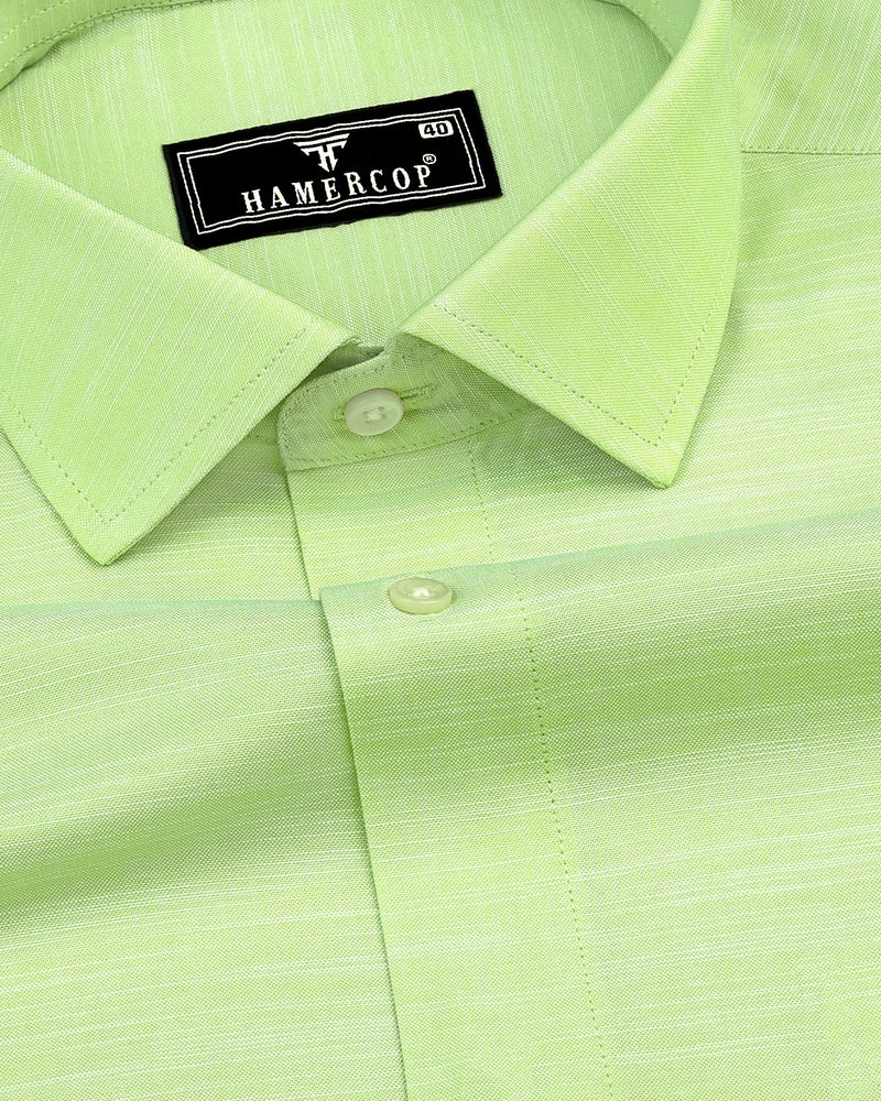 Guava Green Solid Linen Cotton Formal Shirt